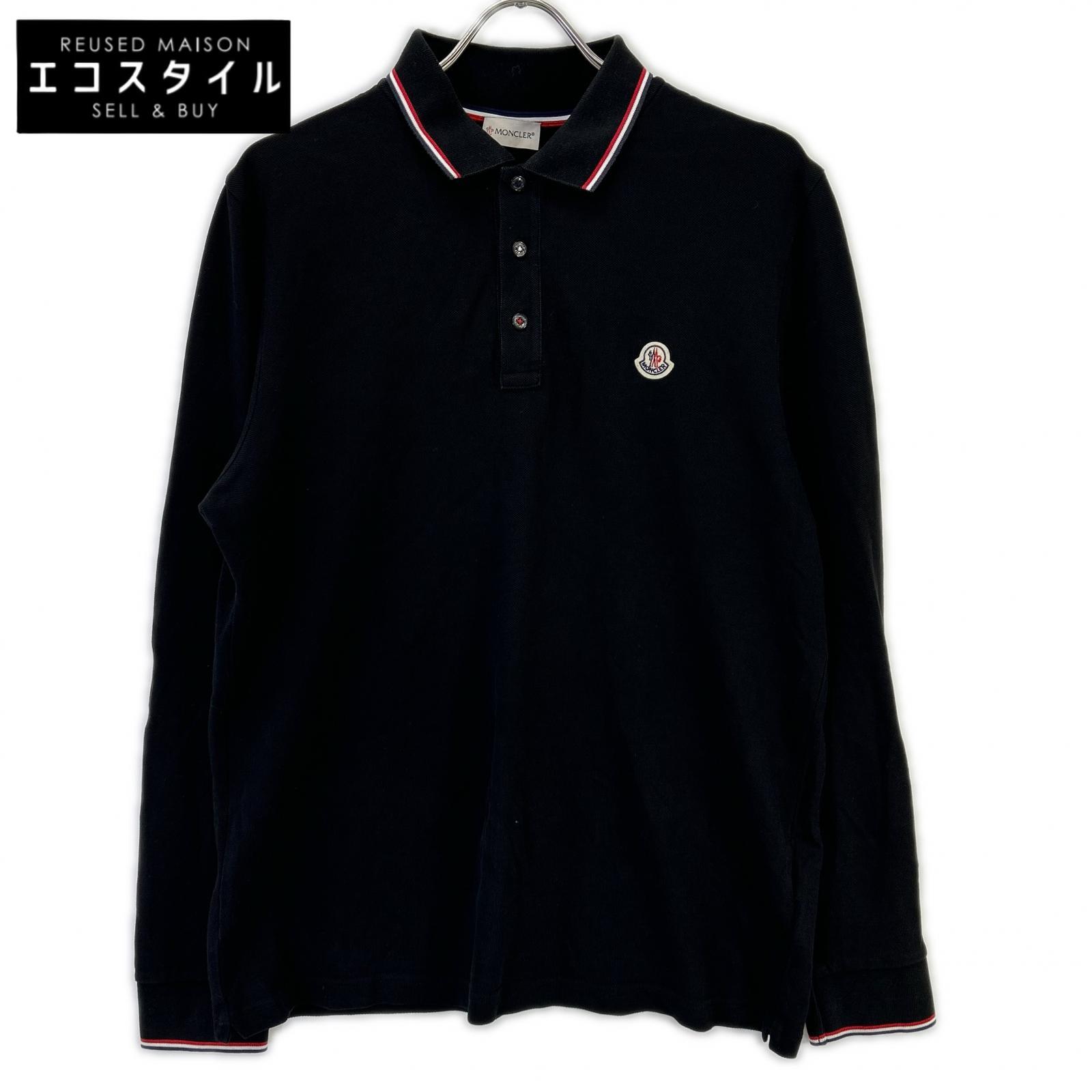 MONCLER モンクレール ブラック MAGLIA ロゴワッペン L/Sポロシャツ トップス