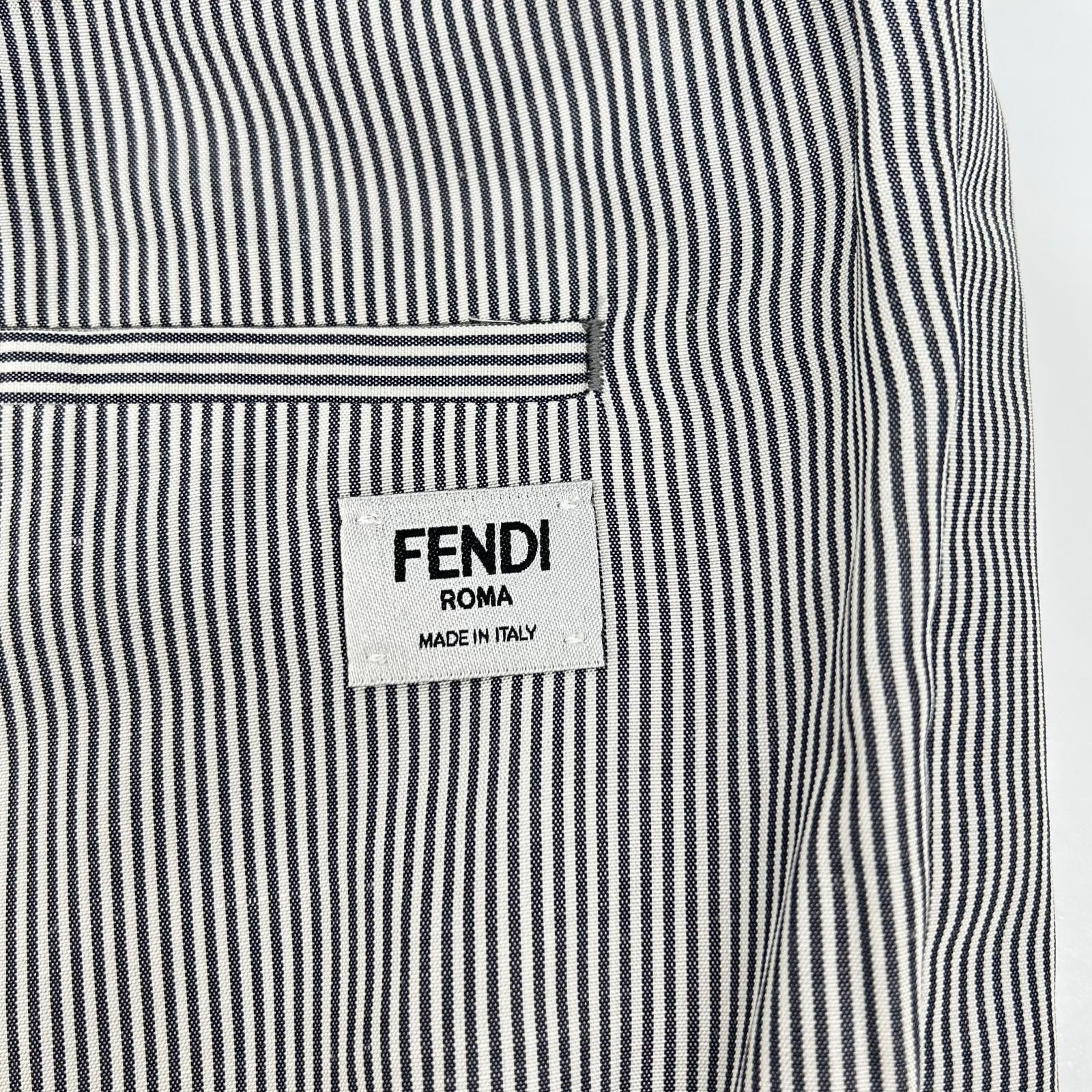 FENDI フェンディ FB0767 ARX1 ブルー×ホワイト ストライプ トラウザー パンツ ボトムス