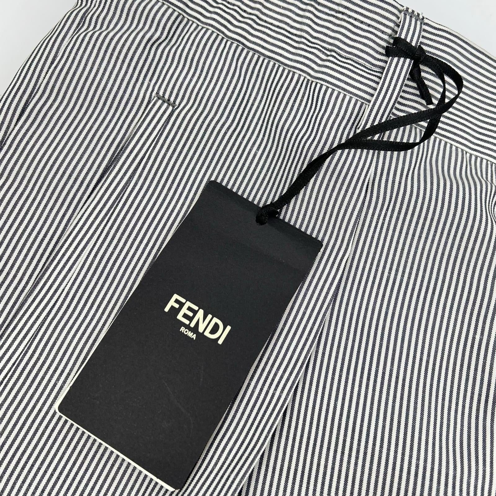 FENDI フェンディ FB0767 ARX1 ブルー×ホワイト ストライプ トラウザー パンツ ボトムス