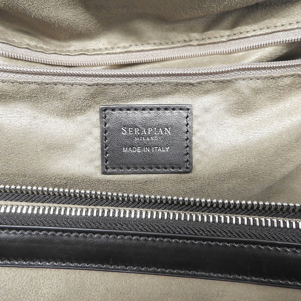 SERAPIAN セラピアン SECRET STEPANコットンキャンバス レザー トートバッグ メンズ ネイビー トートバッグ