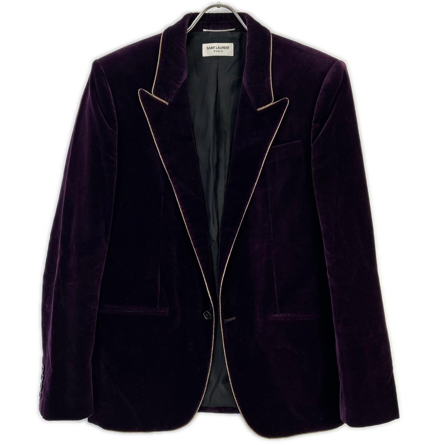 SAINT LAURENT PARIS サンローランパリ 689562 21年製 パープル ベロア 1B ピークドラペル パイリング テーラードジャケット ジャケット
