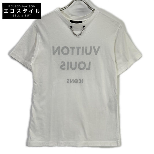 LOUIS VUITTON Louis Vuitton 1A5TRP white chain-design short-sleeve T-shirt top