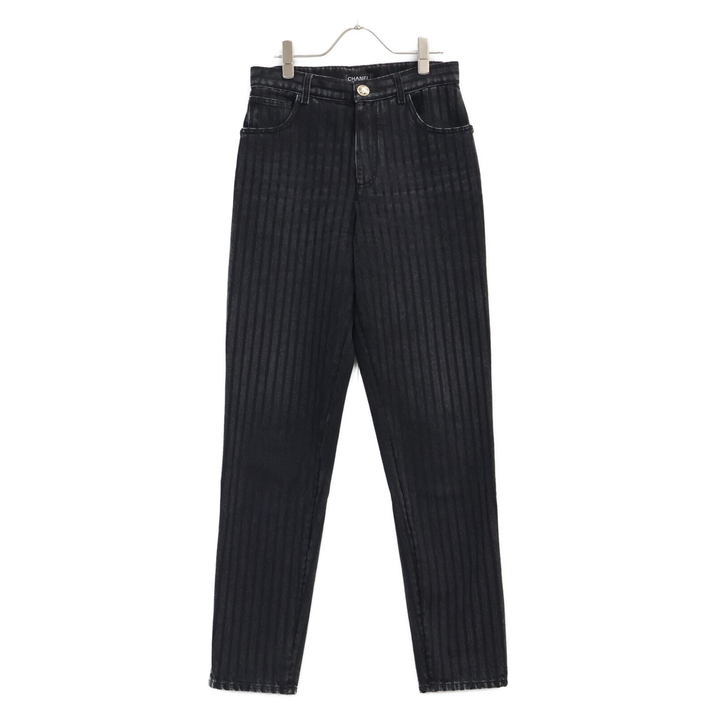 CHANEL シャネル 【美品/国内正規】20K P65455V61295 ストライプ ココマークボタン デニムパンツ ボトムス