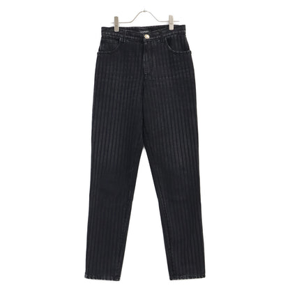 CHANEL シャネル 【美品/国内正規】20K P65455V61295 ストライプ ココマークボタン デニムパンツ ボトムス