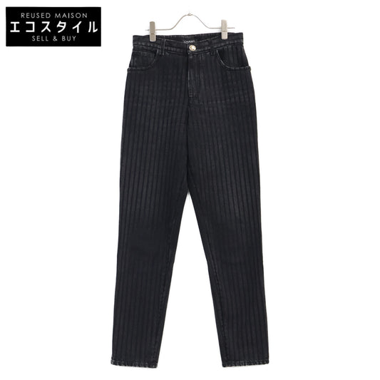 CHANEL シャネル 【美品/国内正規】20K P65455V61295 ストライプ ココマークボタン デニムパンツ ボトムス