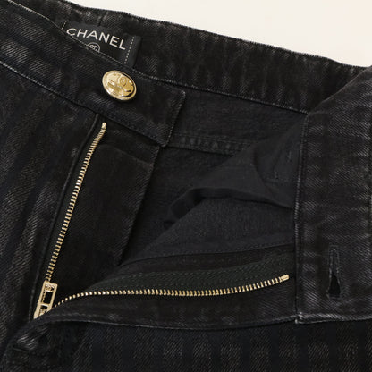 CHANEL シャネル 【美品/国内正規】20K P65455V61295 ストライプ ココマークボタン デニムパンツ ボトムス