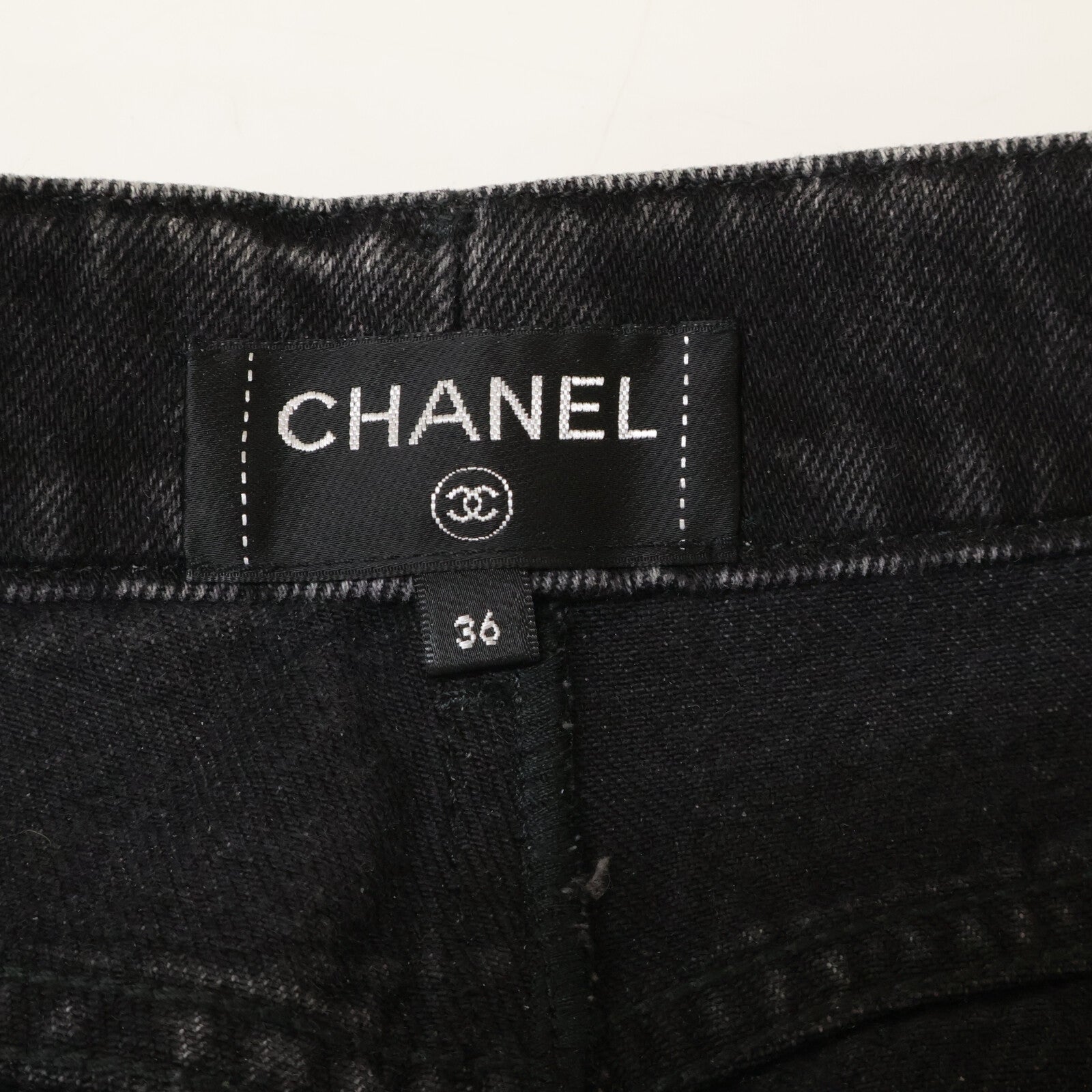 CHANEL シャネル 【美品/国内正規】20K P65455V61295 ストライプ ココマークボタン デニムパンツ ボトムス