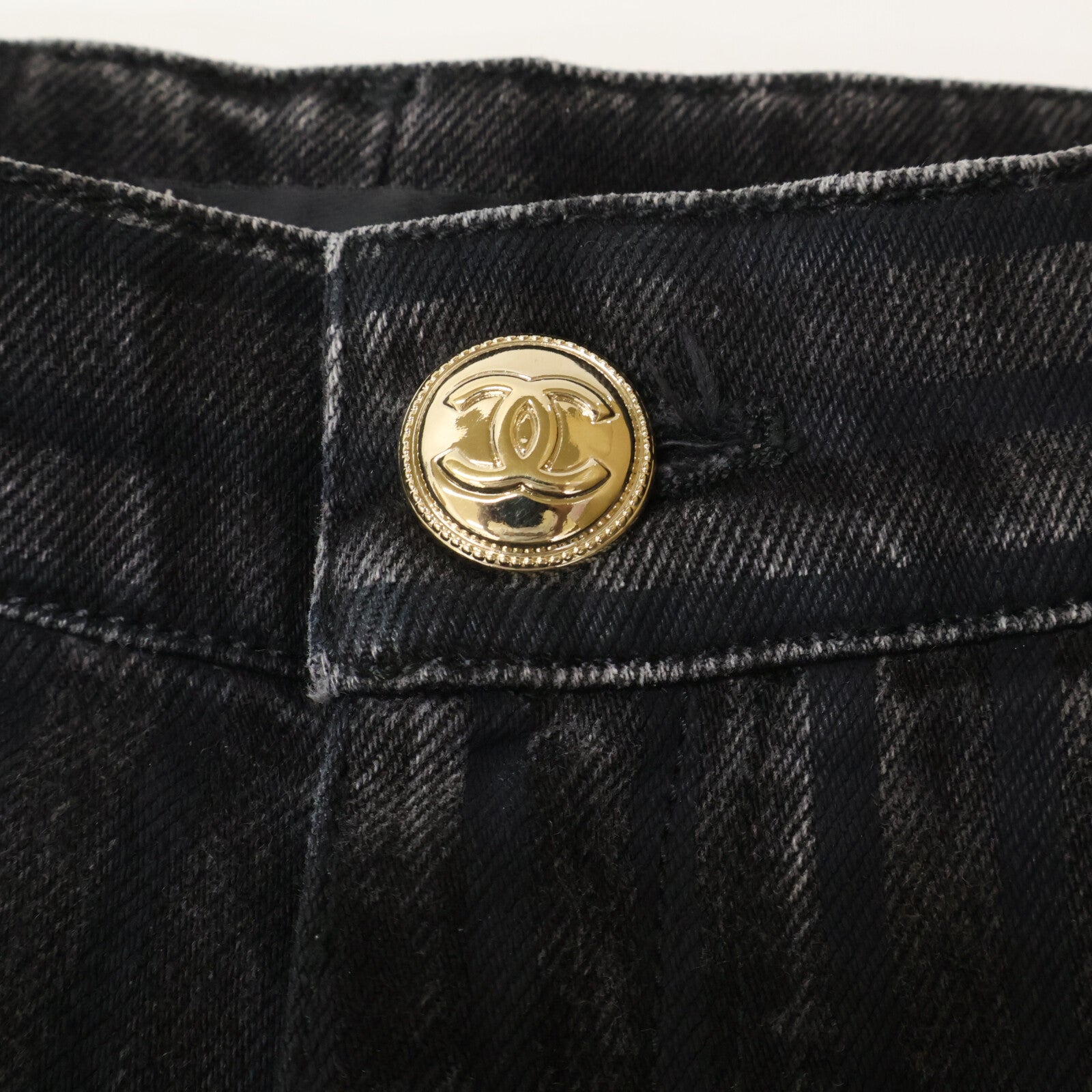 CHANEL シャネル 【美品/国内正規】20K P65455V61295 ストライプ ココマークボタン デニムパンツ ボトムス
