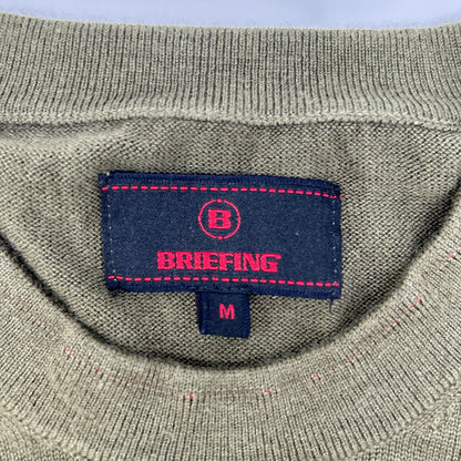 BRIEFING ブリーフィング BRG223M20 カーキ シルク カシミヤ クルーネック ニット トップス