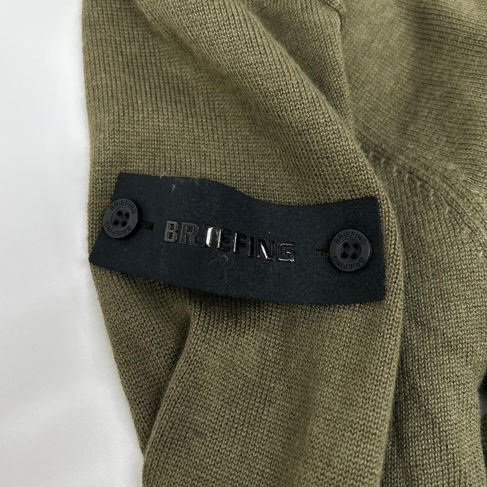 BRIEFING ブリーフィング BRG223M20 カーキ シルク カシミヤ クルーネック ニット トップス