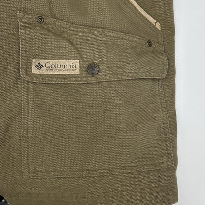 columbia コロンビア グリーン コットン レザー切り替え ハンディングジャケット ジャケット