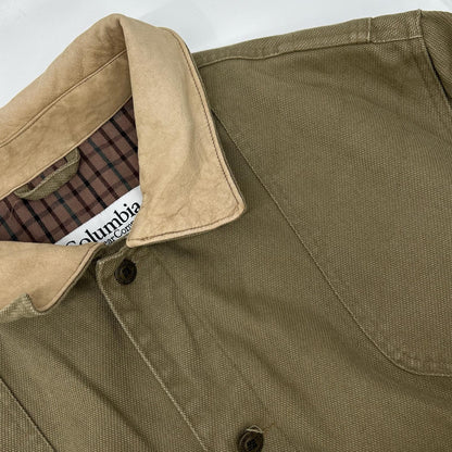 columbia コロンビア グリーン コットン レザー切り替え ハンディングジャケット ジャケット