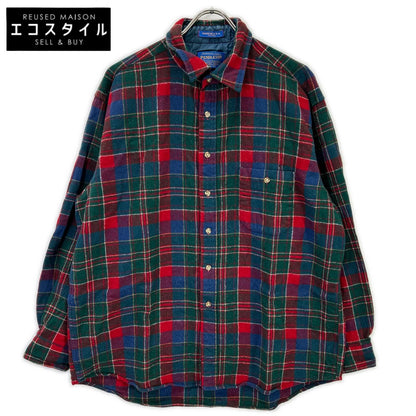 PENDLETON ペンドルトン レッド×グリーン エルボーパッチ ウールネルシャツ トップス
