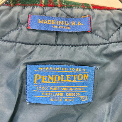 PENDLETON ペンドルトン レッド×グリーン エルボーパッチ ウールネルシャツ トップス