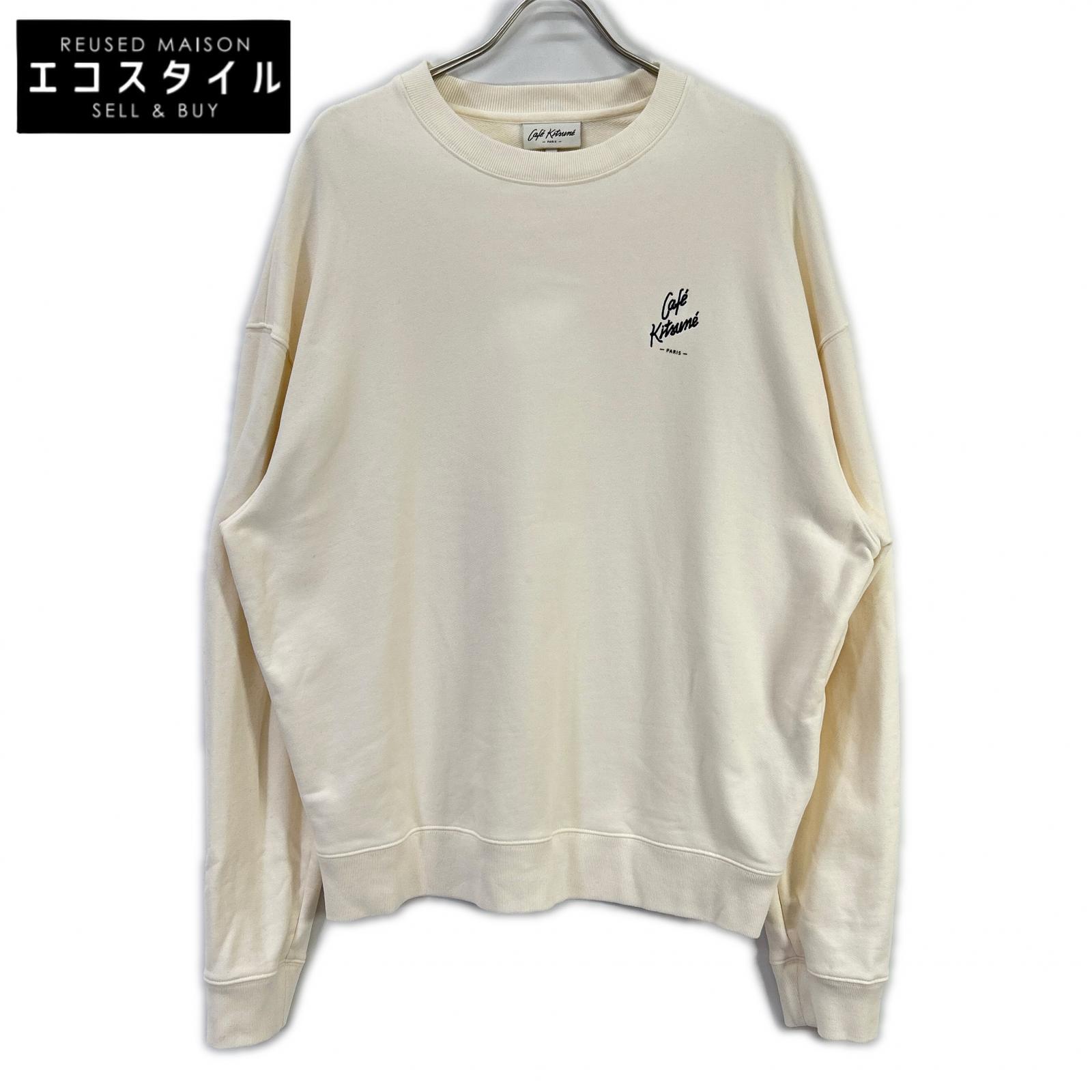 MAISON KITSUNE メゾンキツネ ホワイト カフェキツネ リラックス スウェットシャツ トップス