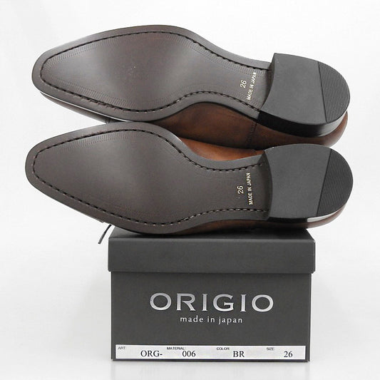 ORIGIO オリジオ 新品同様 キャップトゥ ストレートチップ クラシック レザー シューズ メンズ ブラウン 26 ORG-006 シューズ