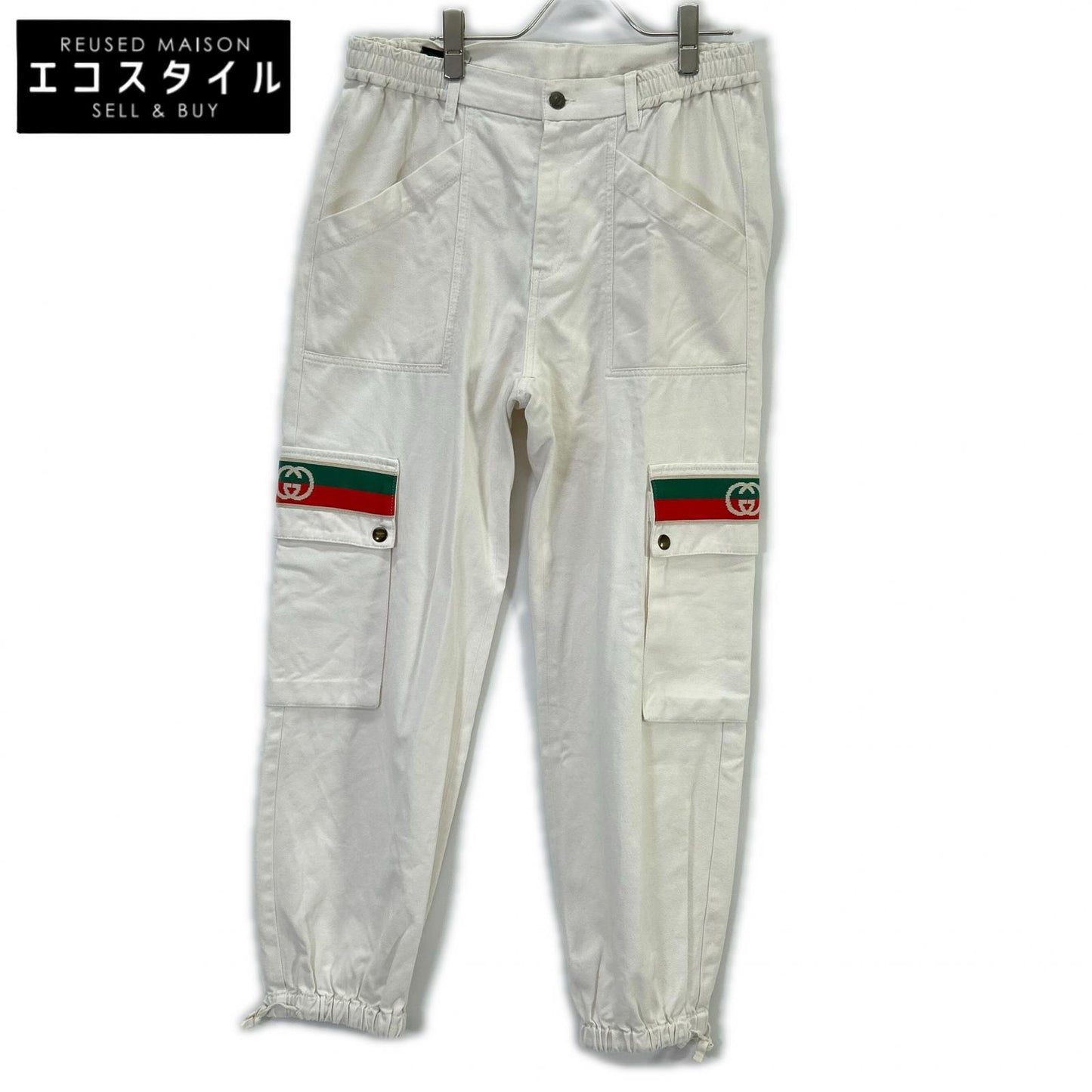 GUCCI グッチ 21SS 623986 ホワイト インターロッキングG ドローストリング カーゴパンツ ボトムス