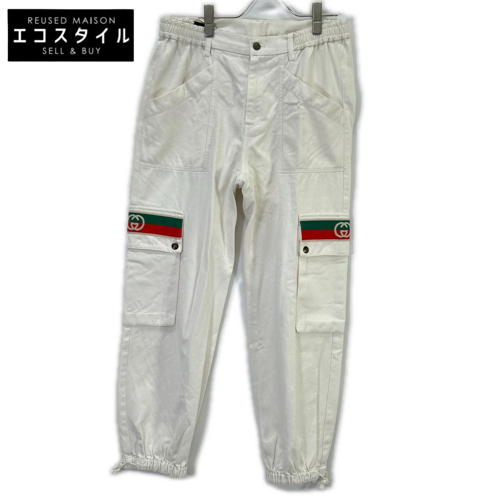 GUCCI グッチ 21SS 623986 ホワイト インターロッキングG ドローストリング カーゴパンツ ボトムス