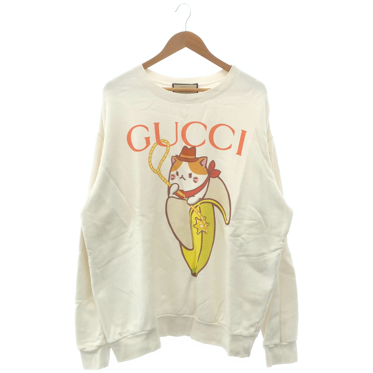 GUCCI グッチ ×ばなにゃ 617964 ホワイト ロゴプリントスウェット トップス