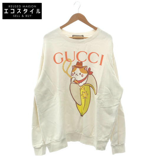 GUCCI グッチ ×ばなにゃ 617964 ホワイト ロゴプリントスウェット トップス