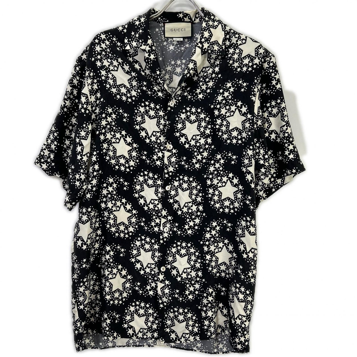 GUCCI グッチ 20SS 625502 ブラック シルク100 GGスター ボタニカル ボーリングシャツ トップス
