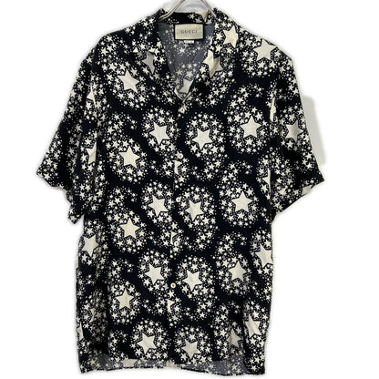 GUCCI グッチ 20SS 625502 ブラック シルク100 GGスター ボタニカル ボーリングシャツ トップス