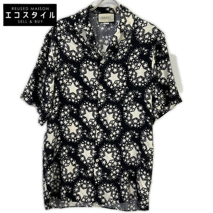 GUCCI グッチ 20SS 625502 ブラック シルク100 GGスター ボタニカル ボーリングシャツ トップス
