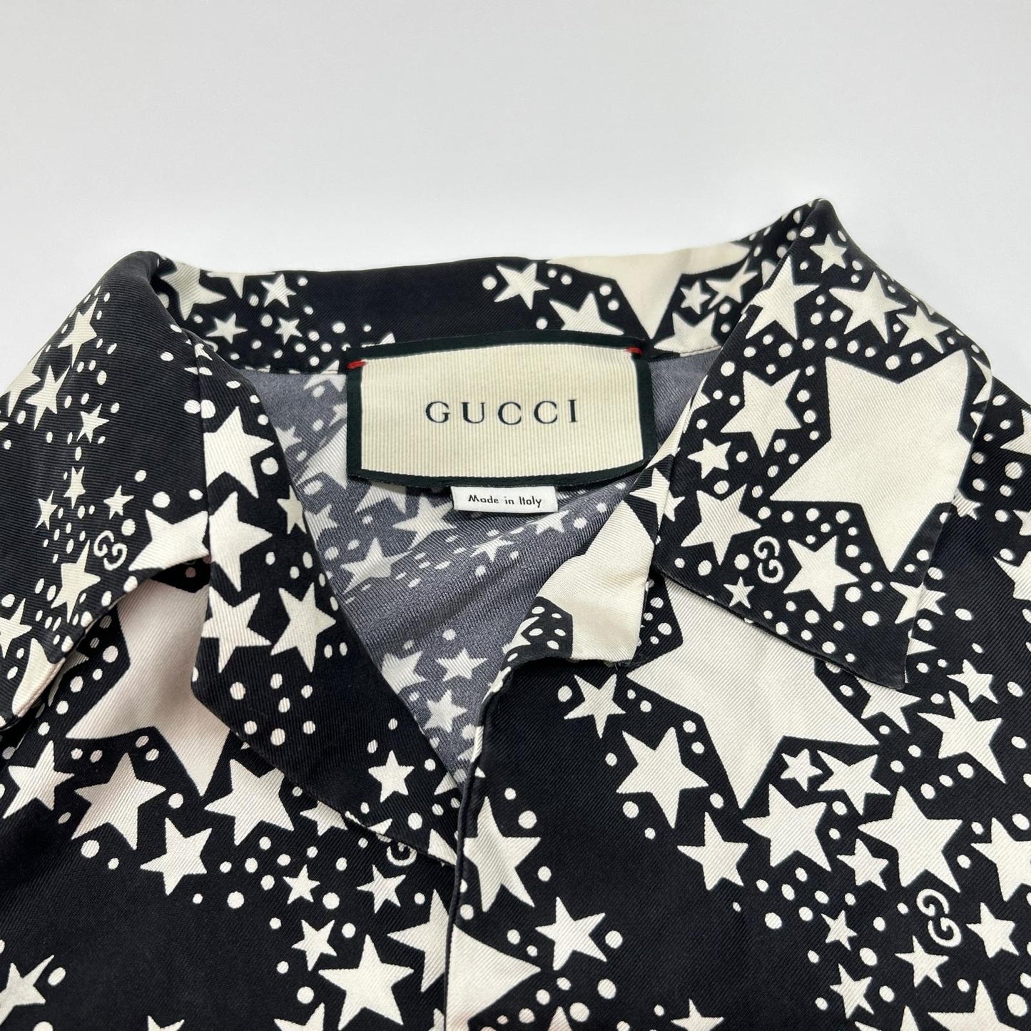 GUCCI グッチ 20SS 625502 ブラック シルク100 GGスター ボタニカル ボーリングシャツ トップス