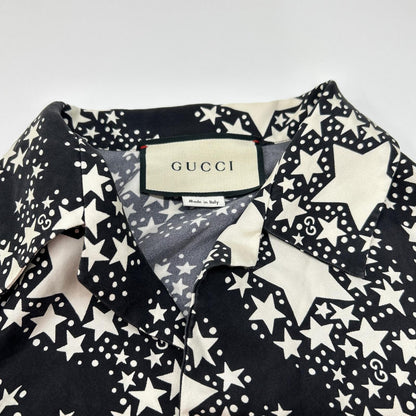 GUCCI グッチ 20SS 625502 ブラック シルク100 GGスター ボタニカル ボーリングシャツ トップス