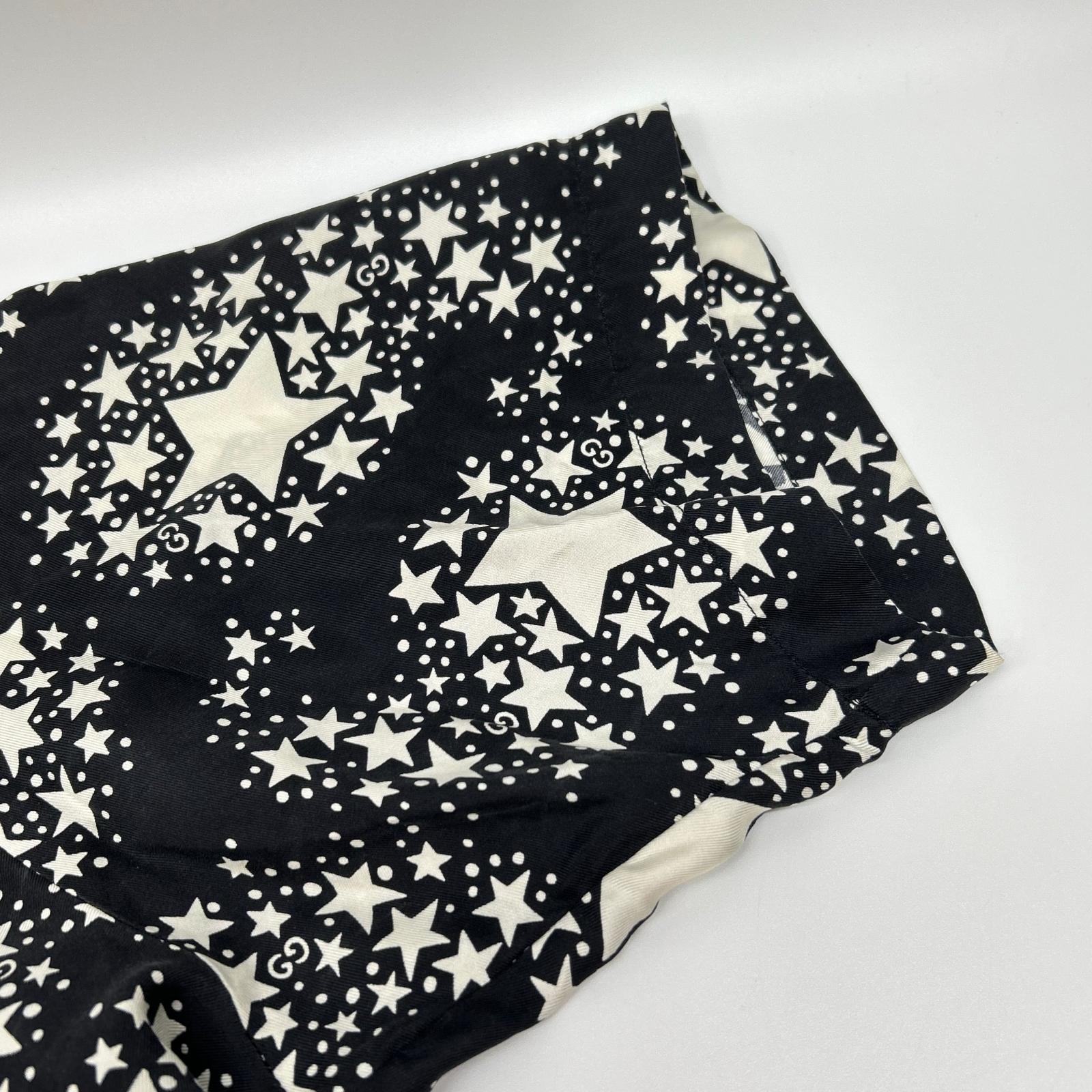 GUCCI グッチ 20SS 625502 ブラック シルク100 GGスター ボタニカル ボーリングシャツ トップス