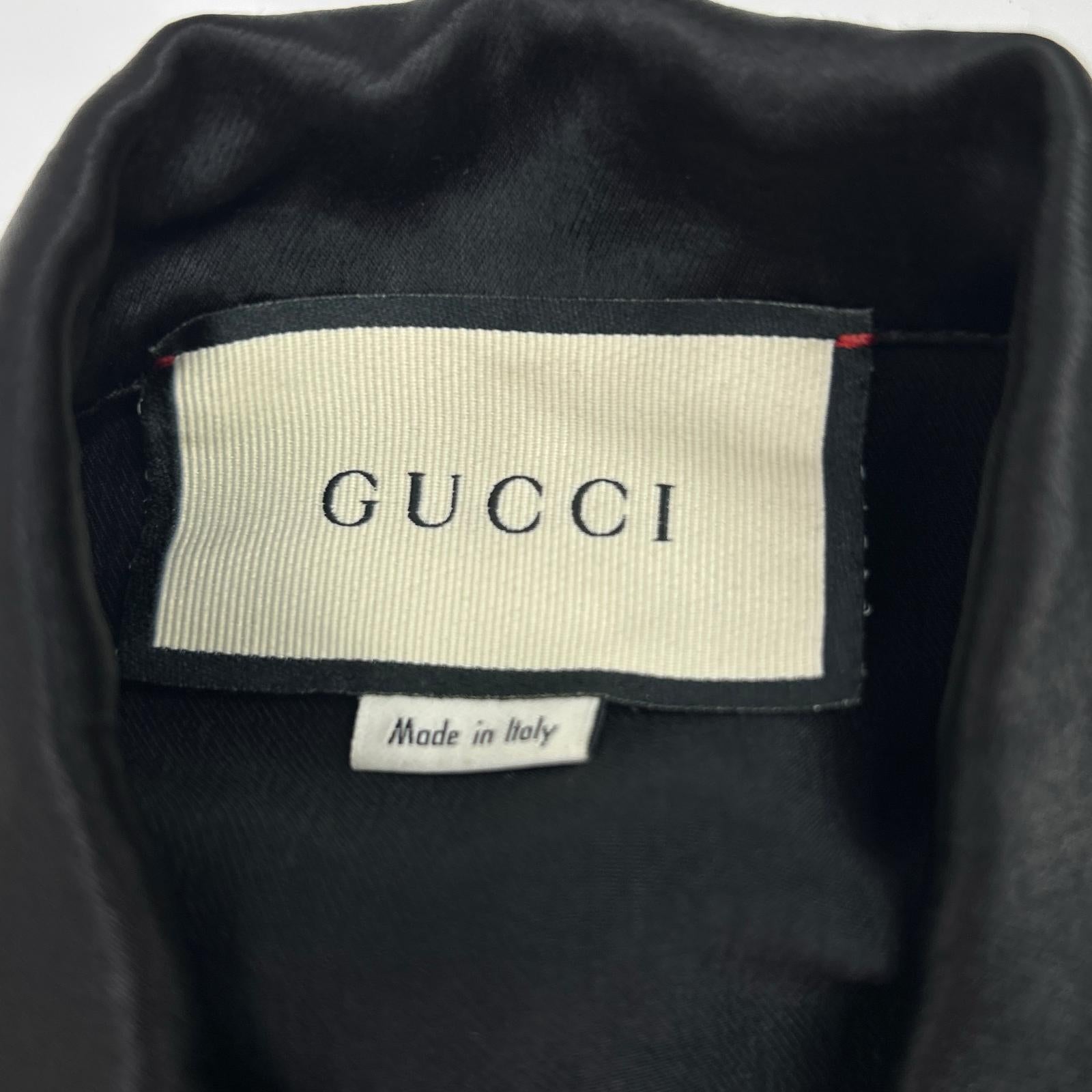 GUCCI グッチ 619025 ブラック TAPED LOGO SILK VACATION SHIRT トップス