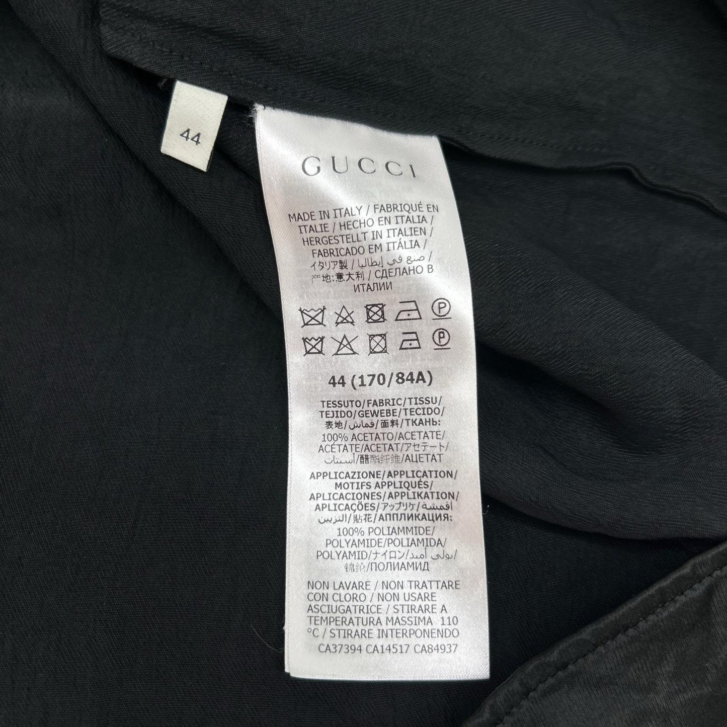 GUCCI グッチ 619025 ブラック TAPED LOGO SILK VACATION SHIRT トップス