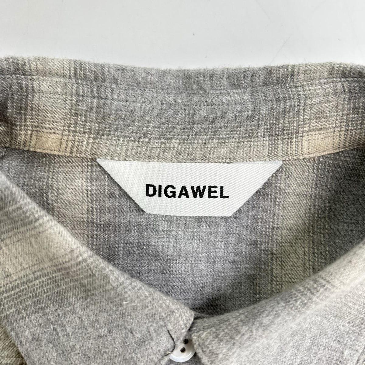 DIGAWEL ディガウェル ホワイト×グレー コットン オンブレチェックシャツ トップス