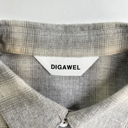 DIGAWEL ディガウェル ホワイト×グレー コットン オンブレチェックシャツ トップス