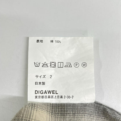DIGAWEL ディガウェル ホワイト×グレー コットン オンブレチェックシャツ トップス