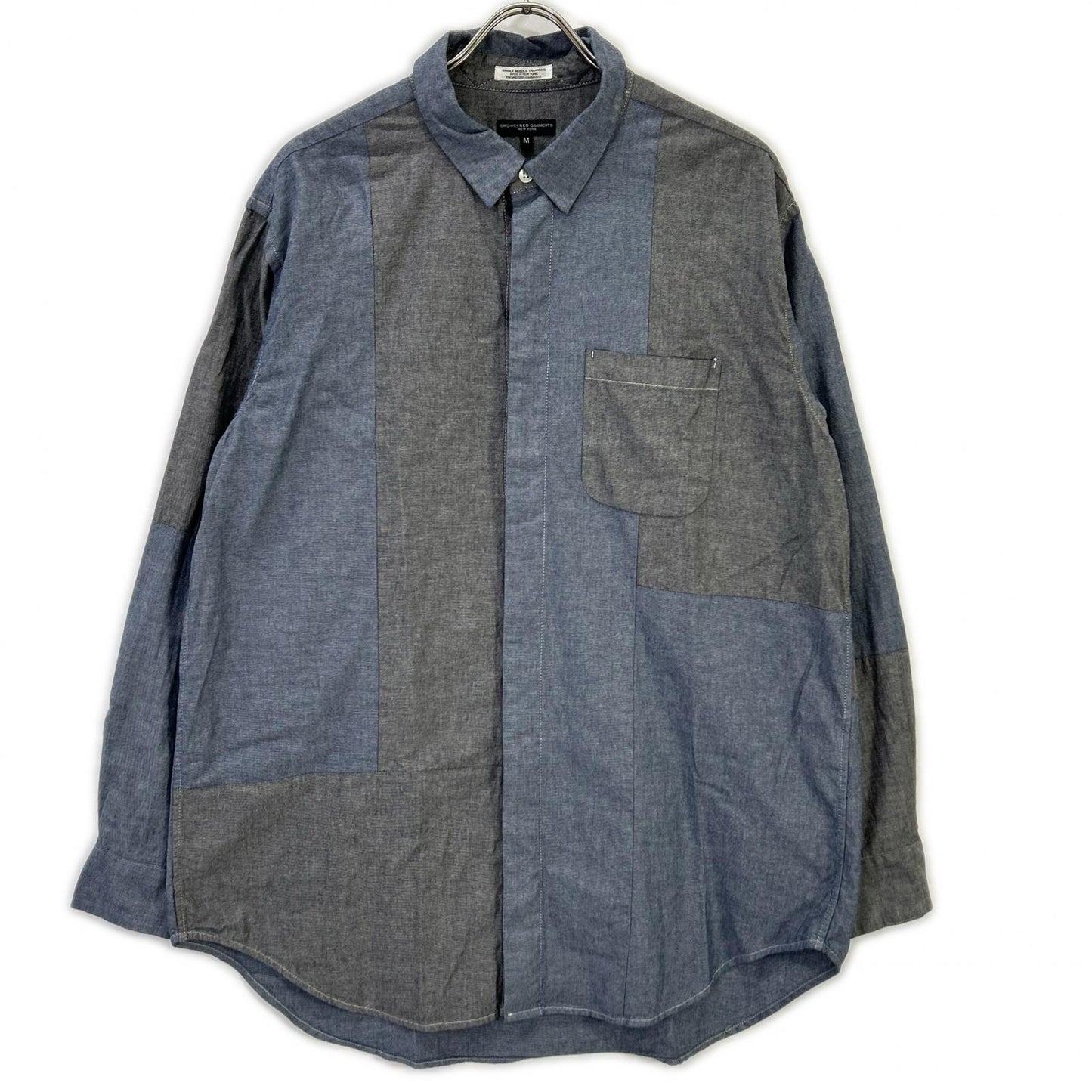 Engineered Garments エンジニアードガーメンツ ブルー×ブラック パッチワーク シャツ トップス