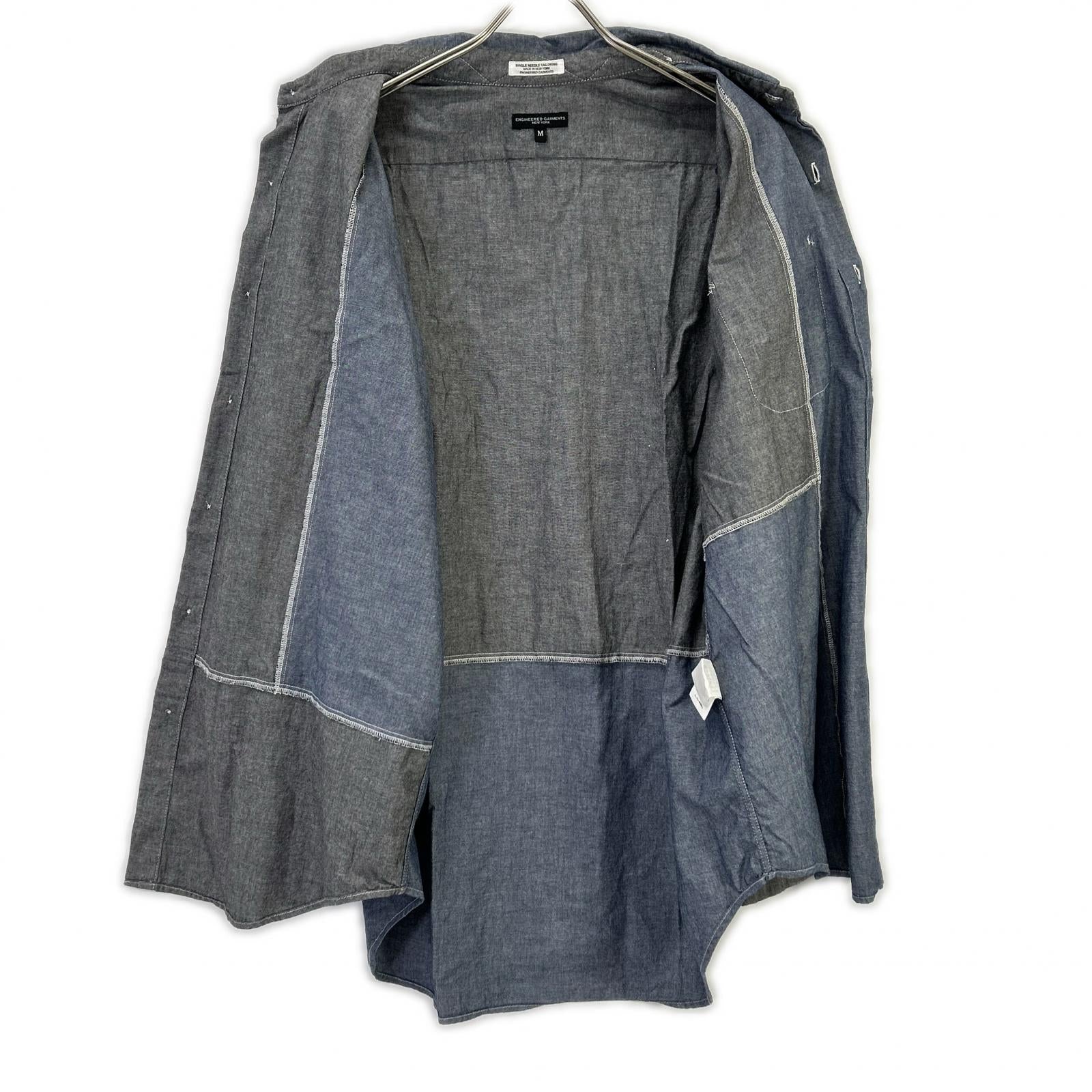 Engineered Garments エンジニアードガーメンツ ブルー×ブラック パッチワーク シャツ トップス