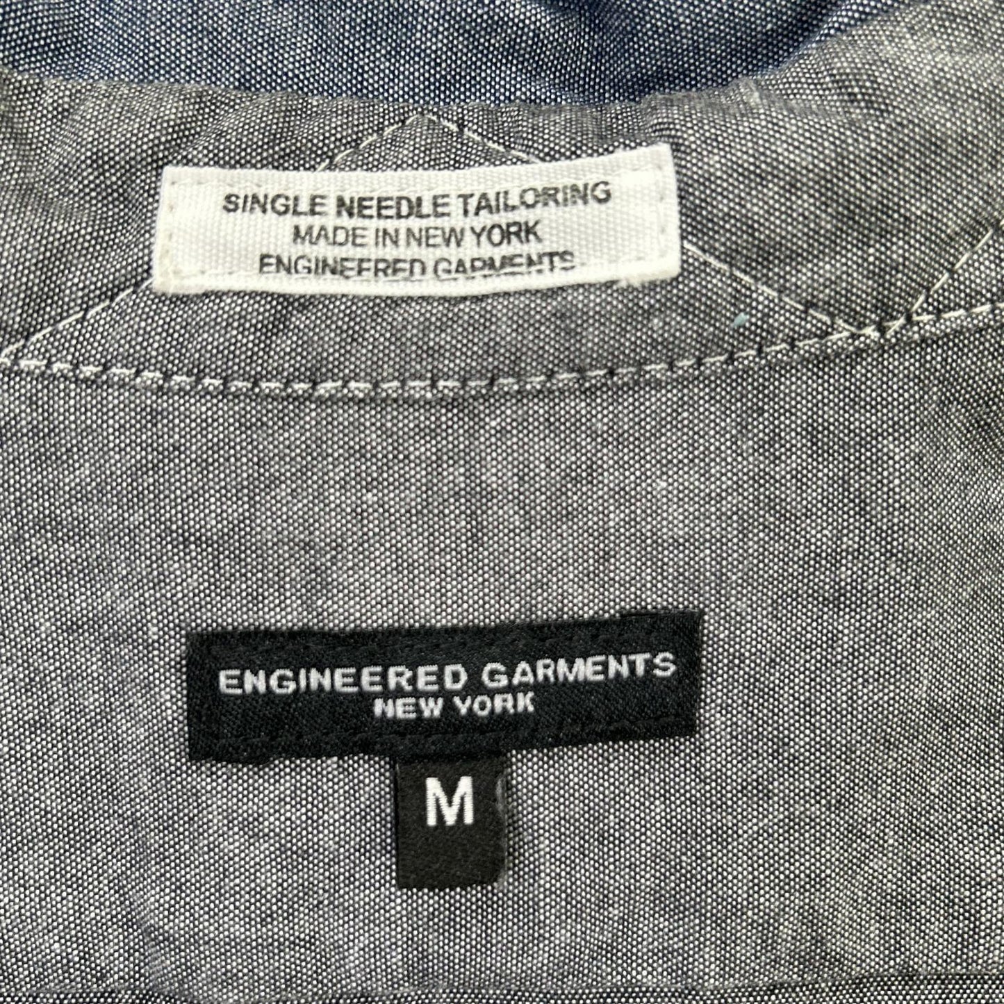 Engineered Garments エンジニアードガーメンツ ブルー×ブラック パッチワーク シャツ トップス