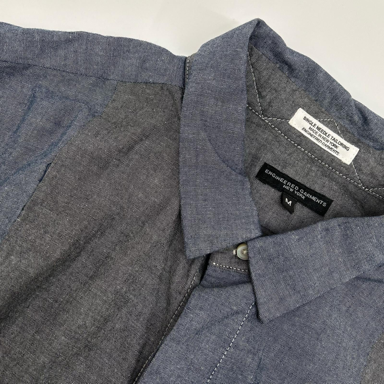 Engineered Garments エンジニアードガーメンツ ブルー×ブラック パッチワーク シャツ トップス