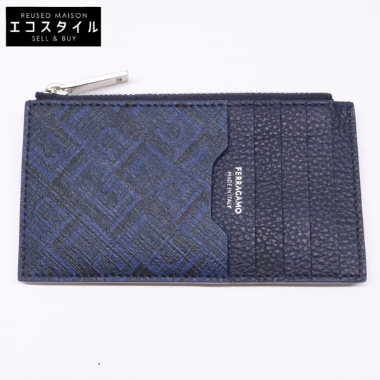 Salvatore Ferragamo 【Like New】661587 Fabric/Calfskin Fragment Case Card and Coin Case