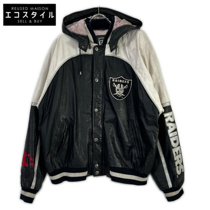 G-III SPORTS ジースリースポーツ ブラック×ホワイト レザー RAIDERS フーディージャケット ジャケット