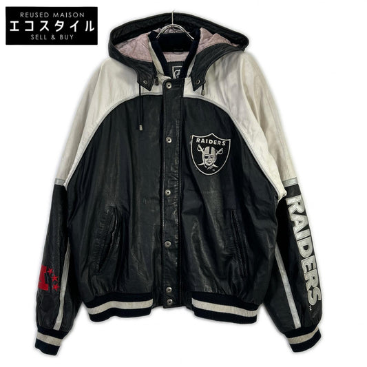 G-III SPORTS Black × White Leather RAIDERS Hoodie Jacket Jacket