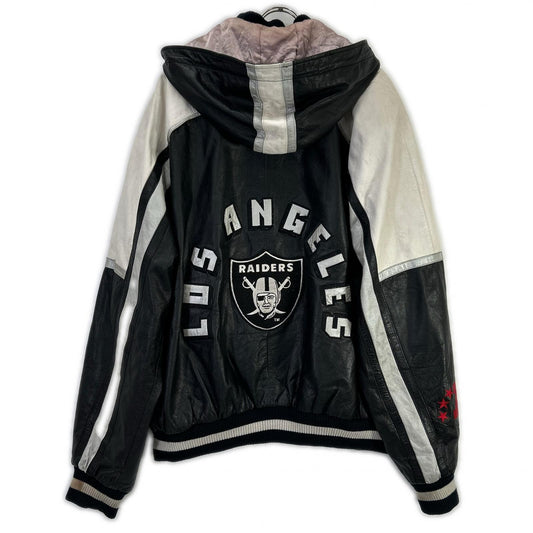 G-III SPORTS Black × White Leather RAIDERS Hoodie Jacket Jacket