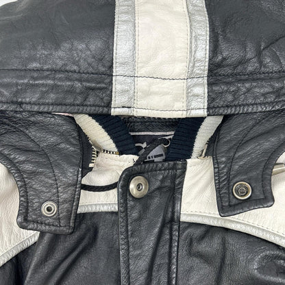 G-III SPORTS ジースリースポーツ ブラック×ホワイト レザー RAIDERS フーディージャケット ジャケット