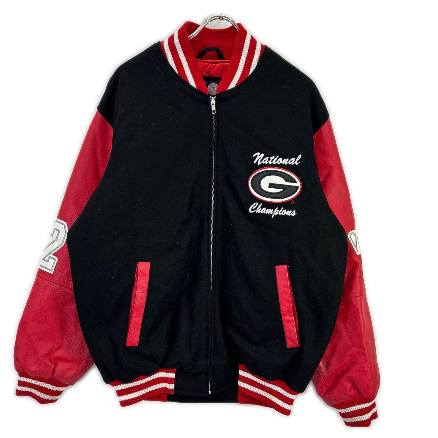 G-III SPORTS ジースリースポーツ レッド×ブラック レザー切り替え ジョージア スタジアムジャケット ジャケット