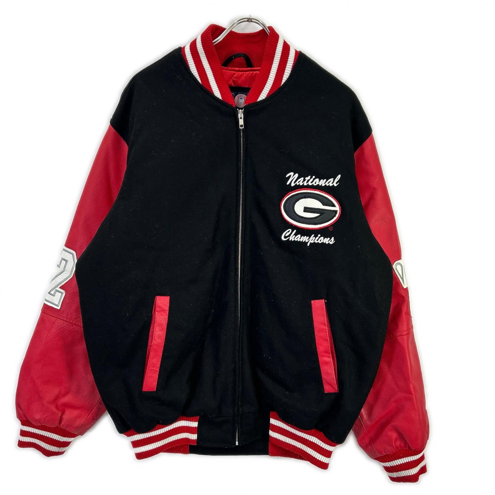 G-III SPORTS ジースリースポーツ レッド×ブラック レザー切り替え ジョージア スタジアムジャケット ジャケット