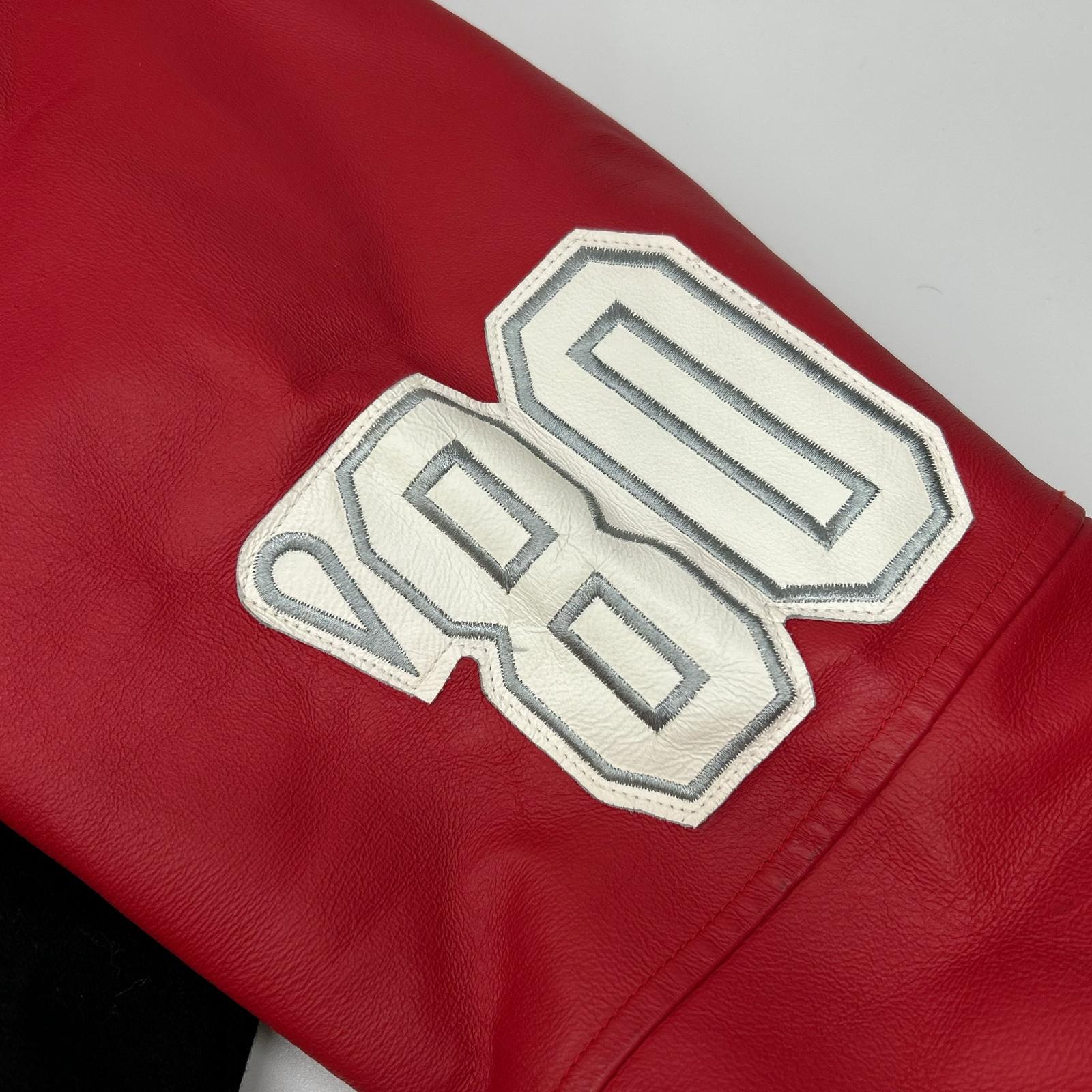 G-III SPORTS ジースリースポーツ レッド×ブラック レザー切り替え ジョージア スタジアムジャケット ジャケット