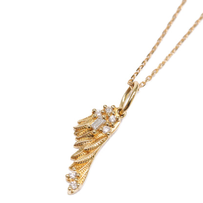 BELLESIORA ベルシオラ 【美品】K18 0.06 0.02 フェザートップ ダイヤモンド ロング チェーン ネックレス