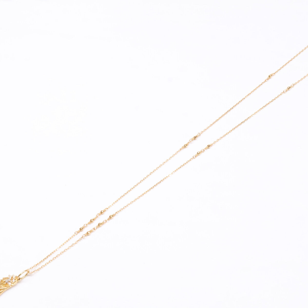 BELLESIORA ベルシオラ 【美品】K18 0.06 0.02 フェザートップ ダイヤモンド ロング チェーン ネックレス