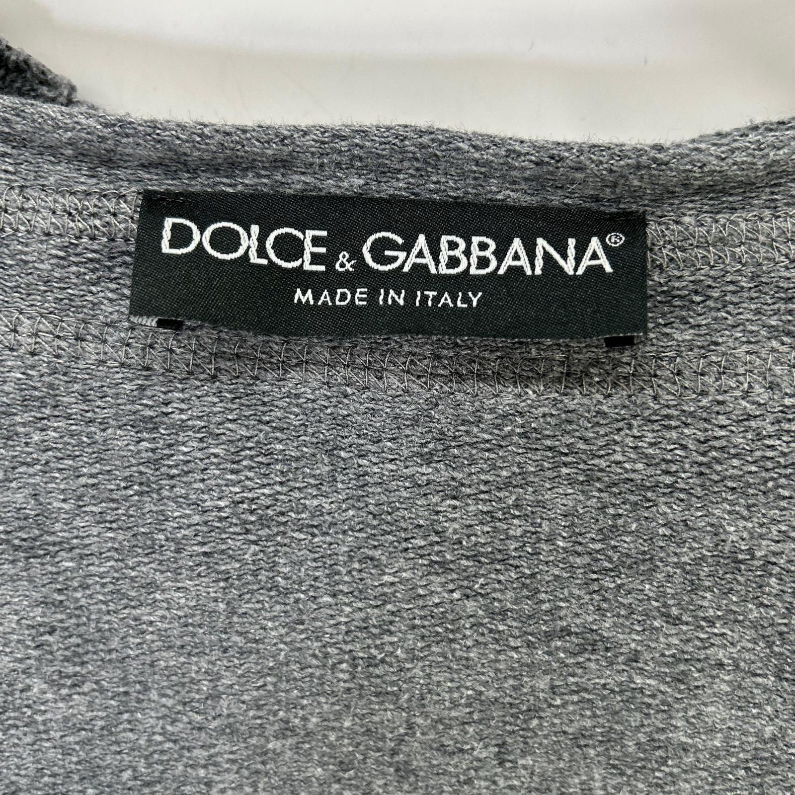 DOLCE&GABBANA ドルチェアンドガッバーナ グレー コットン ロゴプレート付き ジップアップパーカー トップス